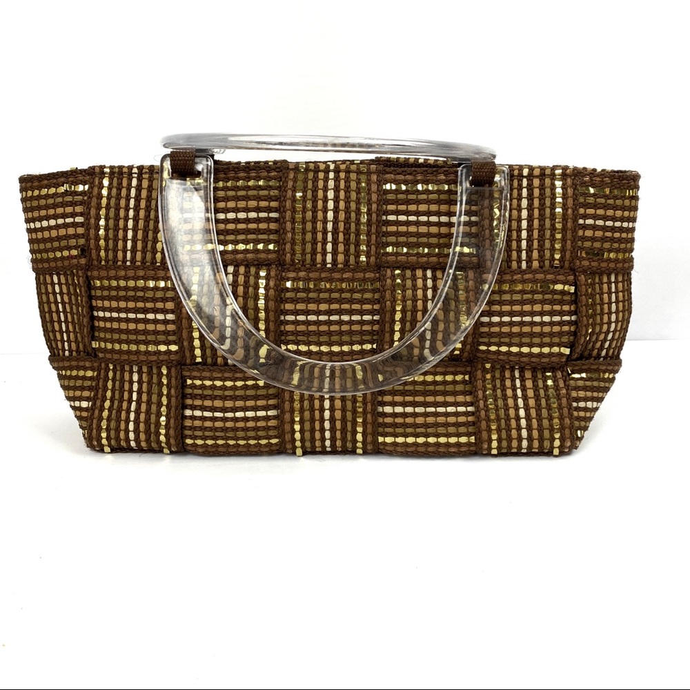 Vintage M&G Bertini Italian Paper Bag Purse Brown